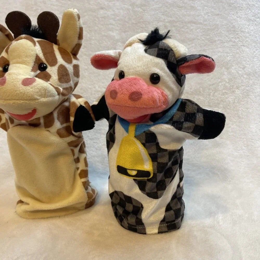 2‎ Piece Puppet bundle Giraffe & Cow Plush Playtime